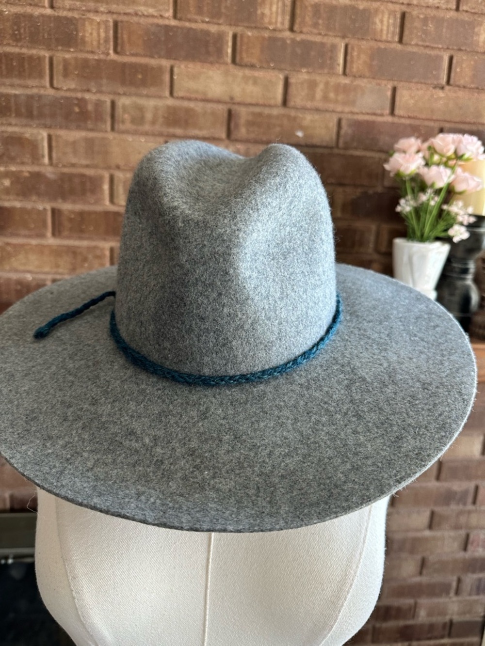 Gigi Pip Grey Scottie Wide Brim Fedora Hat 100% Australian Wool S/M 57 - Picture 7 of 11
